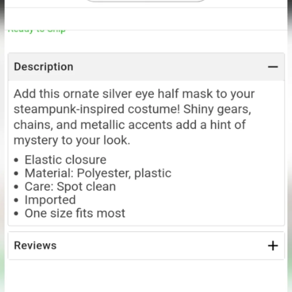 🆕 Silver Steampunk Eye Half Mask, New